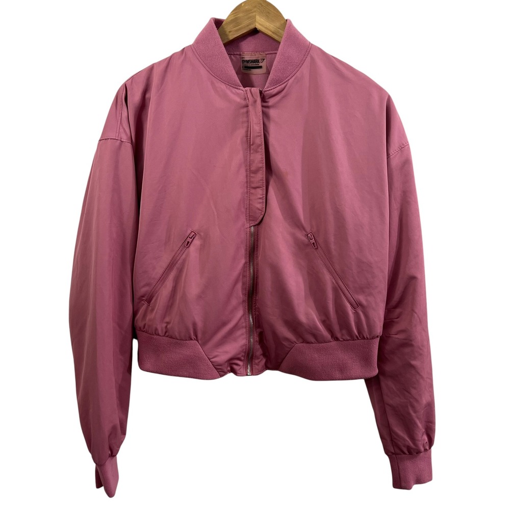 Gymshark Bomber Jacket Pink Size Medium Womens Athleisure Full Zip Coat